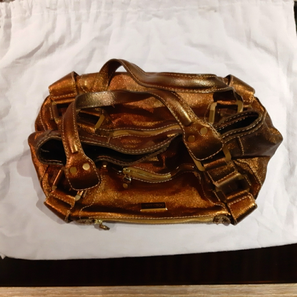 Authentic Jimmy Choo Metallic Leather Maddy Bag
